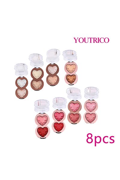 Youtrico 8pcs Blush&Eyeshadow&Body Highlights,Bicolor Fine flash