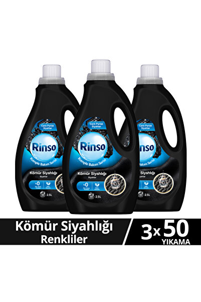 Rinso Sıvı Çamaşır Deterjanı Komple Bakım Serisi Kömür Siyahlığı Siyahlar 2.5 L x3