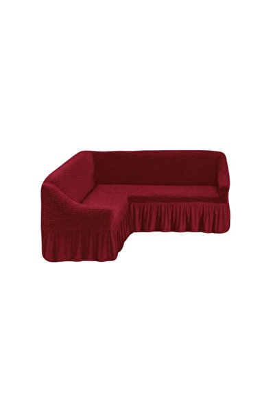 TURCIA Elastic and Creased Sofa Cover for Sectional, Textile Material, Burgundy, HC-04