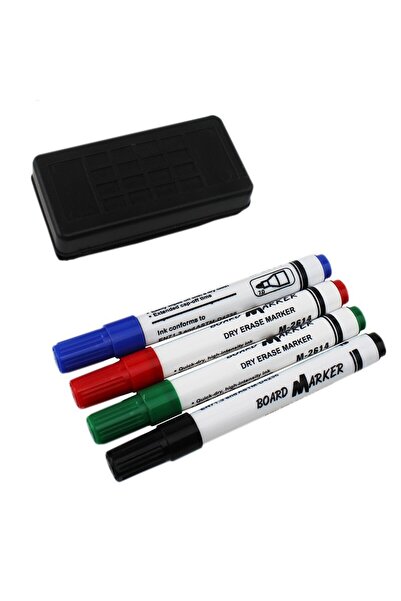 PROCART Set of 4 markers and sponge for magnetic board, quick drying, 3 mm tip,