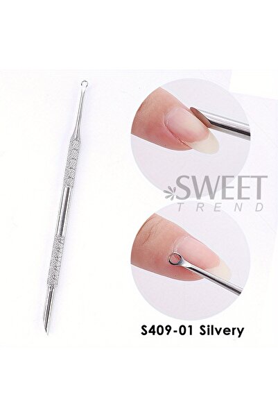 Choice1 أداة دفع أظافر مزدوجة الرأس من الفولاذ المقاوم للصدأ باللون الفضي S409-01 لإزالة الجلد الميت وتقشير الأظافر وتنظيفها