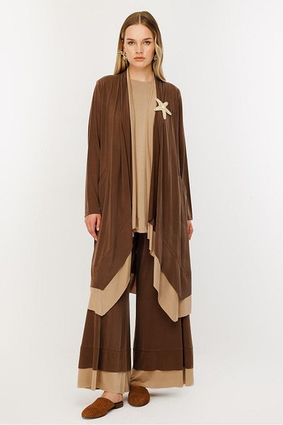 Ghisa Accessory Detailed Triple Suit Brown