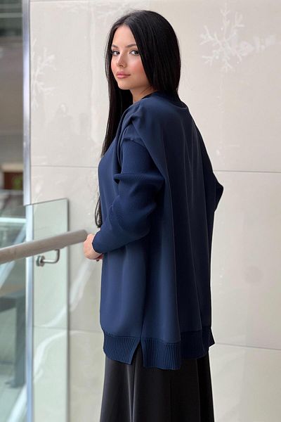 Ghisa Ribbed Mercerized Crimp Sleeve Crepe Tunic
