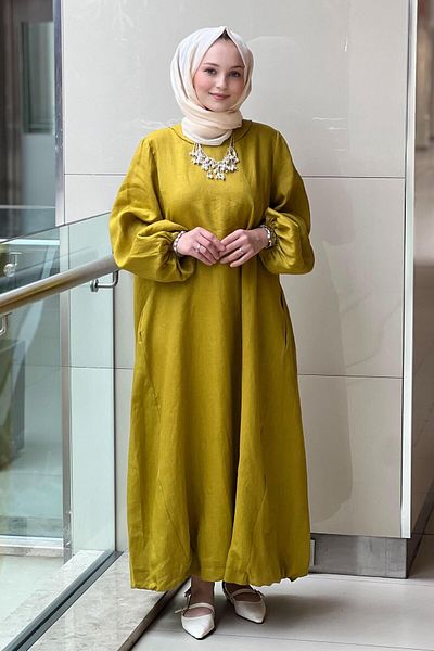 Ghisa Linen Dress with Back Zipper Pocket