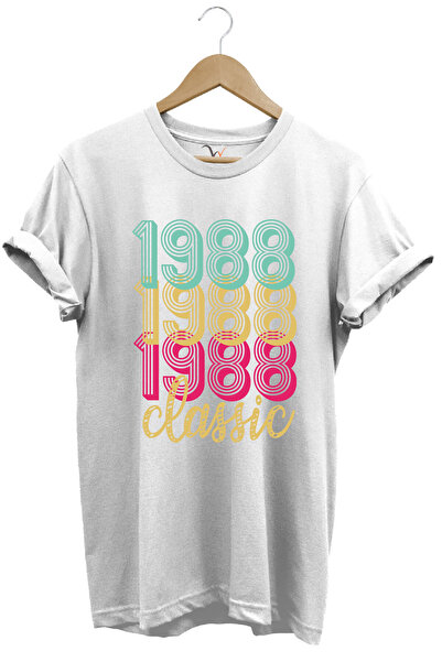 WİDİ 1988 Ρετρό Vintage Classic εμπριμέ 100% βαμβακερό μπλουζάκι Unisex με κα...