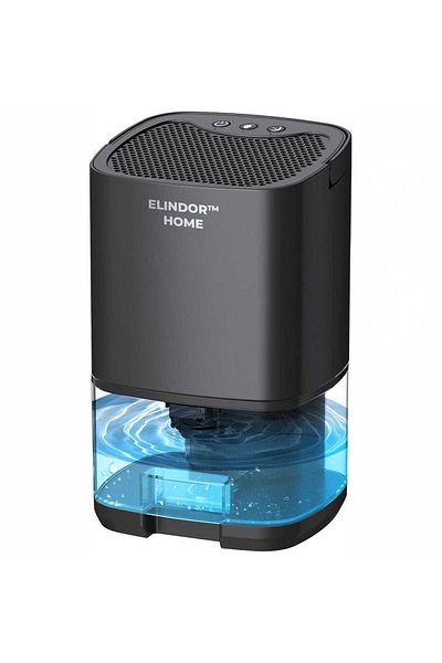 Elindor Dezumidificator portabil, oprire automată, rezervor de 1 litru, lumini LED, negru