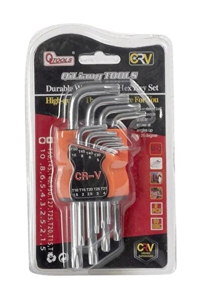 Genel Markalar Qtools 9 Parça Çelik Kısa Alyan Takımı Tork Anahtarı Seti Yıld...