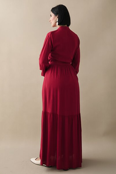 InStyle Viscose Red Dress with Punt on the Front