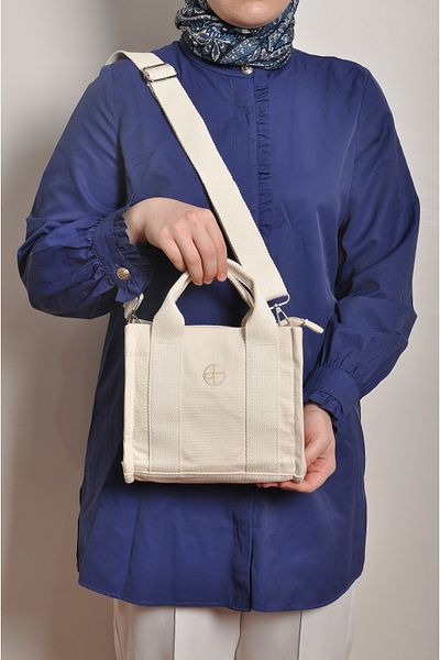 WITH-W Women's Canvas Cross Strap Tote Hand and Shoulder Bag Şi̇la