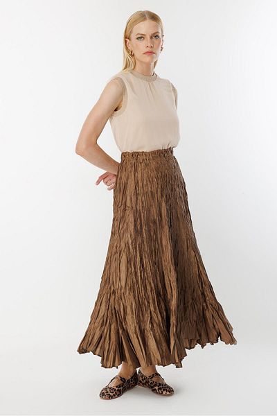 Ghisa Elastic Waist Skirt Camel