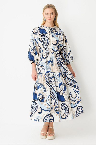 Ghisa Dress Ecru Blue