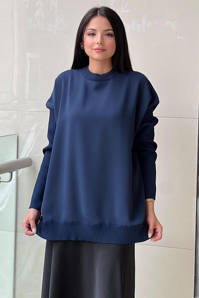Ghisa Ribbed Mercerized Crimp Sleeve Crepe Tunic