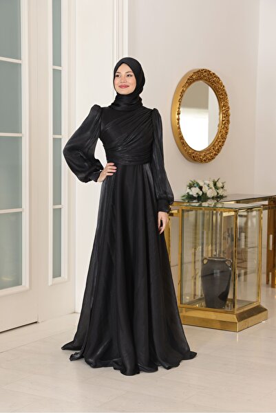 miss newal Bahar Tesettür Abiye Siyah