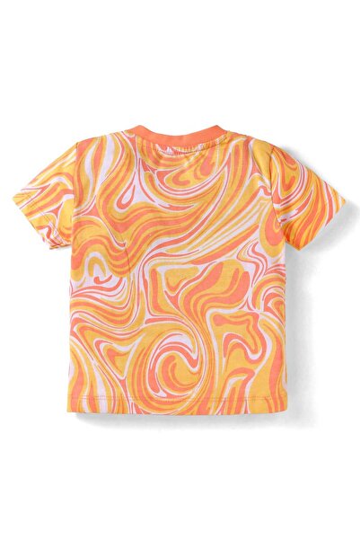 Babyhug Single Jersey T-Shirt and Shorts Set with Beach Theme Text Print - Peach