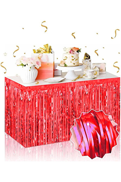 OEM Self Adhesive Red Metalized Tassel Table Skirt – 75 X 275 cm Party Decora...