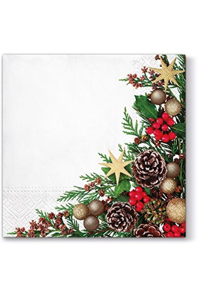 Herlitz Pachet 20 servetele Craciun Herlitz, model coronita de brad, 3 stratu...