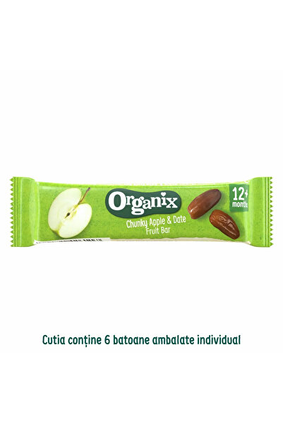 Organix Batoane din fructe Bio cu Mere si Curmale, +12 luni, 6x17g