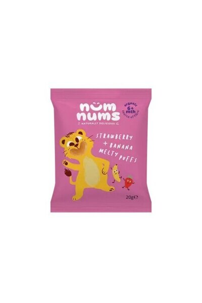 Num Nums Pufuleti Num Nums Bio cu capsuni si banane, 200g