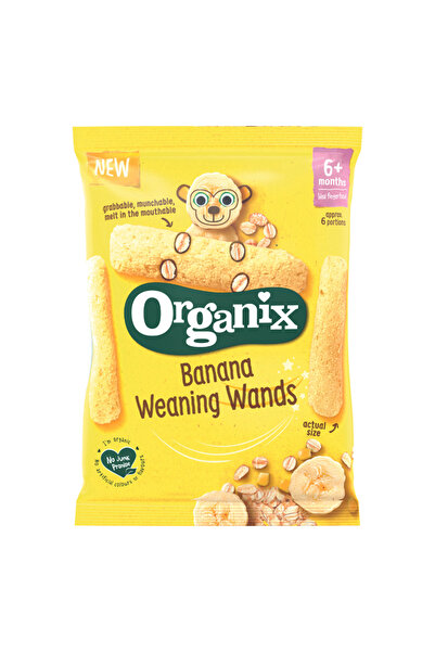 Organix Baghete Bio din porumb si ovaz cu banana, 25 g, + 6 luni