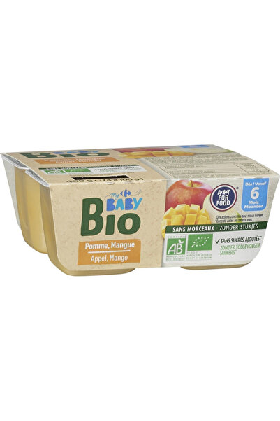Crf Mybbio Piure cu mar si mango pentru bebelusi Carrefour My Baby Bio, 4x100g