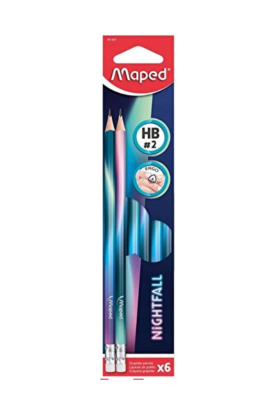 Maped Nightfall Graphite Pencils Set - HB, with eraser, 6 pieces