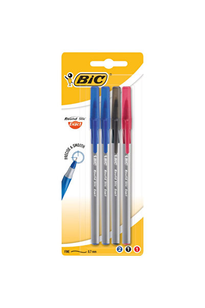 Bic Set 4 pixuri Round Stic Exact, 0.7 mm, Multicolor