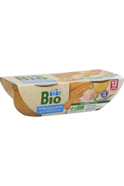 Crf Mybbio Mancare pentru bebelusi Carrefour My Baby Bio, 2 x 200 g, legume si somon