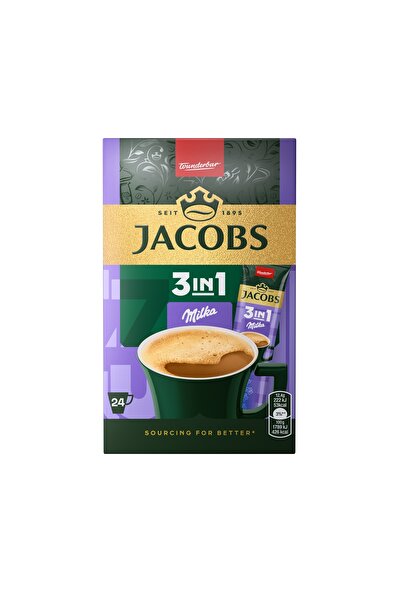 Jacobs Cafea instant, 3 in 1 Milka, 12.4 g x 24 plicuri