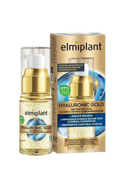 ELMIPLANT Ser pentru ochi cu efect antirid, Hyaluronic Gold, 15 ml