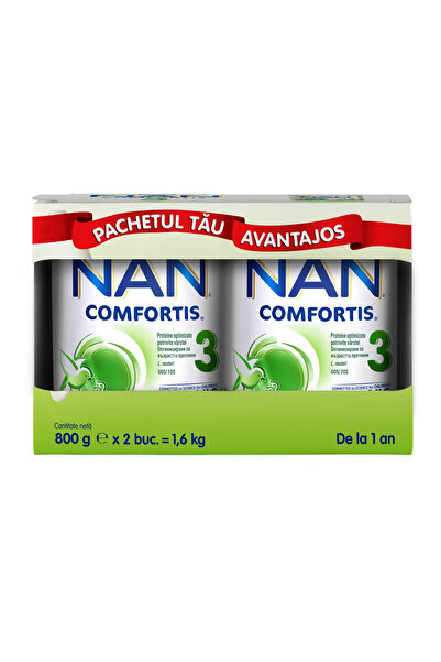Nestle Lapte praf pentru copii de varsta mica Nan Comfortis 3, de la 1 an, 2x...