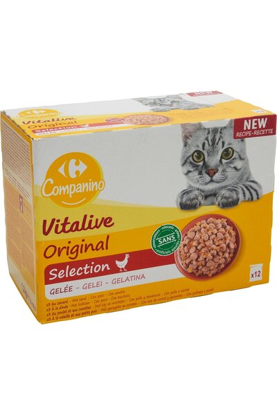 Carrefour Hrana umeda pentru pisici cu carne si legume Companino, 12x100g