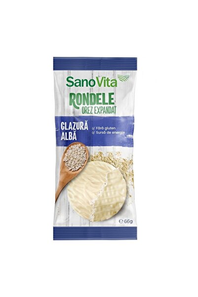 Sano Vita Rondele din orez expandat Sanovita cu glazura alba, 66 g