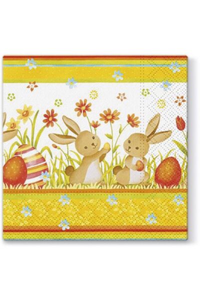 Herlitz Pachet 20 servete cu motiv de Paste Herlitz, model iepurasi si oua, 3...