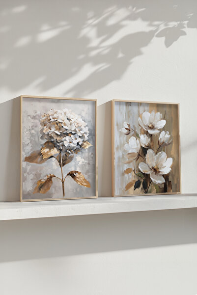 STARYUNA Ελαιογραφία με εφέ λουλουδιών, σετ 2 ζωγραφικών με ξύλινο πλαίσιο Yuna161