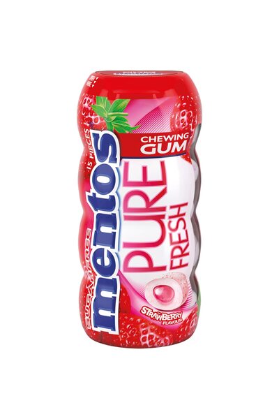 Mentos Pure Fresh Strawberry 30g, Guma de mestecat cu aroma de capsuni, cu interior lichid