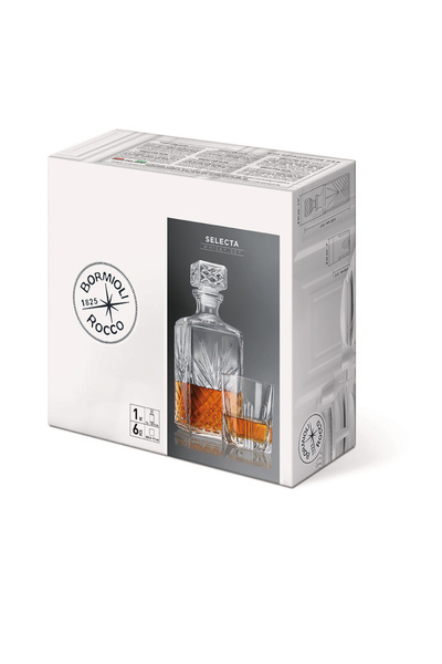 BORMIOLI Set of 6 Selecta Bormioli decanter and glasses, glass, Transparent