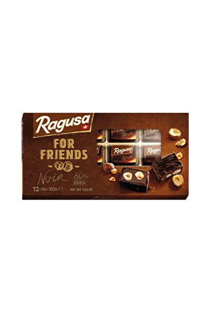 RAGUSA Ciocolata neagra For Friends 60% cacao, cu alune 132g