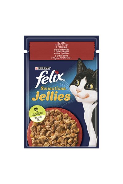 FELIX Sensations Wet Cat Food Beef with Tomatoes in Aspic, 85g