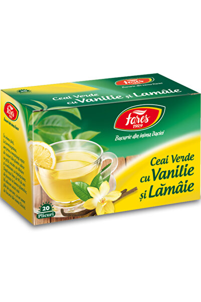 Fares Ceai verde Fares, cu lamaie si vanilie, 20 pliculete