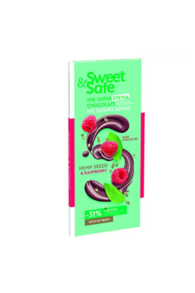Sweet&Safe Sweet and Safe Ciocolata amaruie cu seminte canepa si zmeura, 90g