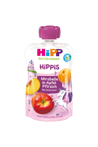 Hipp Hippis prune Mrabelle cu mar piersica, 100 g