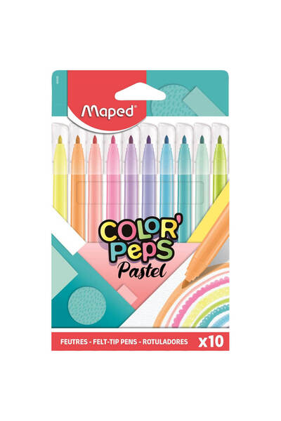 Maped Set of 10 Color'Peps Pastel markers, Multicolor