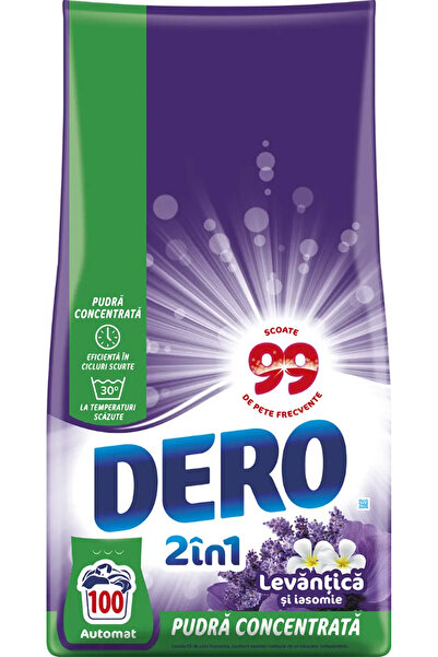 Dero Detergent de rufe pudra 2in1 Levantica si iasomie, 100 spalari, 7.5 kg