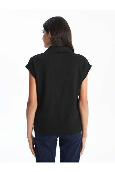 LC Waikiki Black Polo Neck Textured Women's T-Shirt