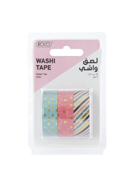 Roco Washi Tape Set – 3 Reels, 15 mm x 5 m