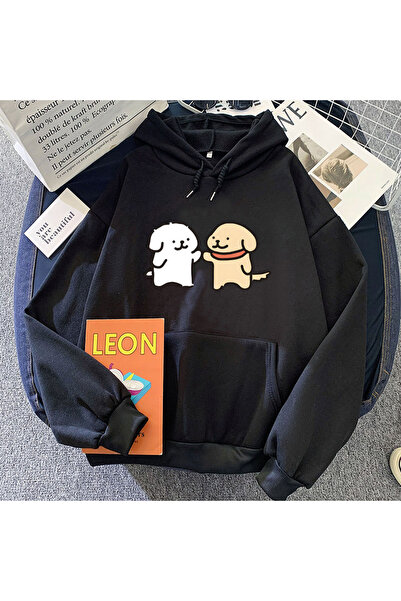 Tarzsokak Черни качулки за малки малтийски кученца с кавай графики отвътре