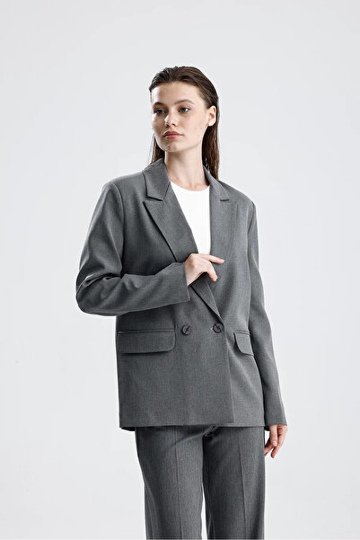 KIKU Kadın Oversize Düğmeli Takım Blazer Ceket