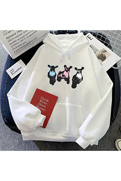 Tarzsokak Hanorace albe cu grafică cu ovină și fasole Jazmin, cu mânecă lungă...