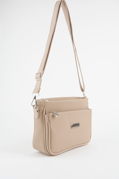 Vivaq Women's Lily Mink 3 Compartment Lined Lacost Leather Zipper Closure Handbag and Shoulder Bag