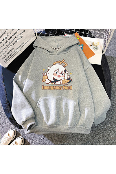 Tarzsokak Gri Genshin darbe boy grafik Hoodies evimli Tops 2023 İlkbaharsonba...